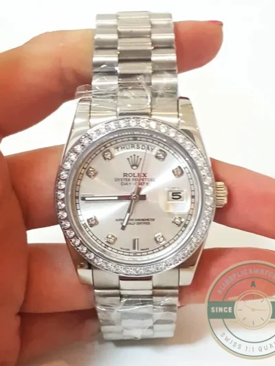 Replica Rolex Day-Date 118346 36mm Silver Dial - Premium Super Clone Watch