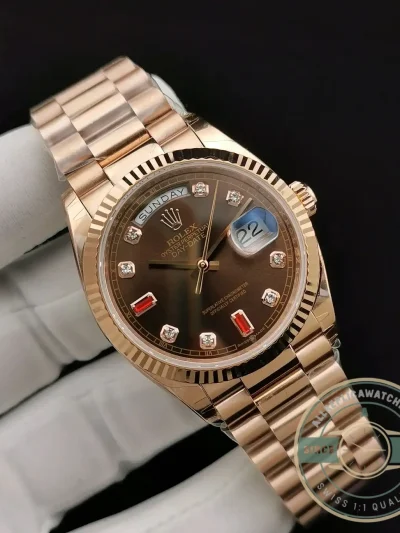 Replica Rolex Day-Date 128238 36mm Chocolate Dial - Factory Super Clone Watch