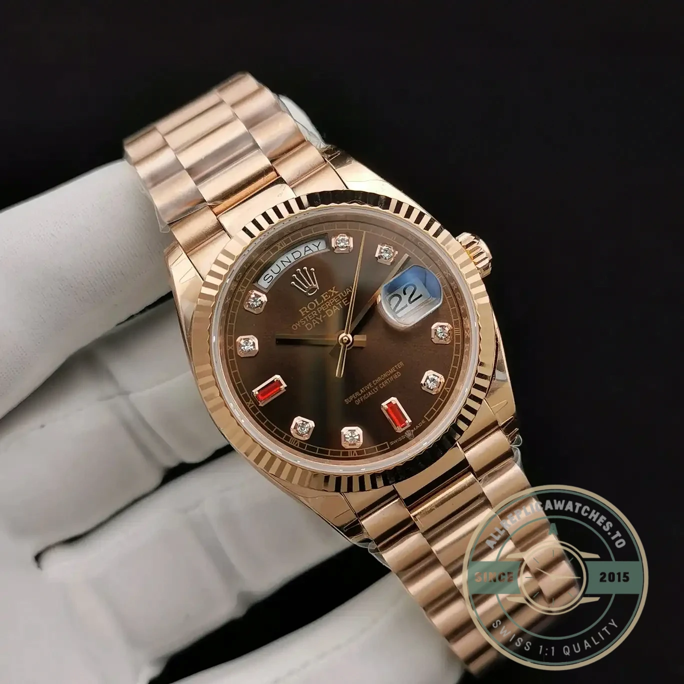 Replica Rolex Day-Date 128238 36mm Chocolate Dial - Factory Super Clone Watch