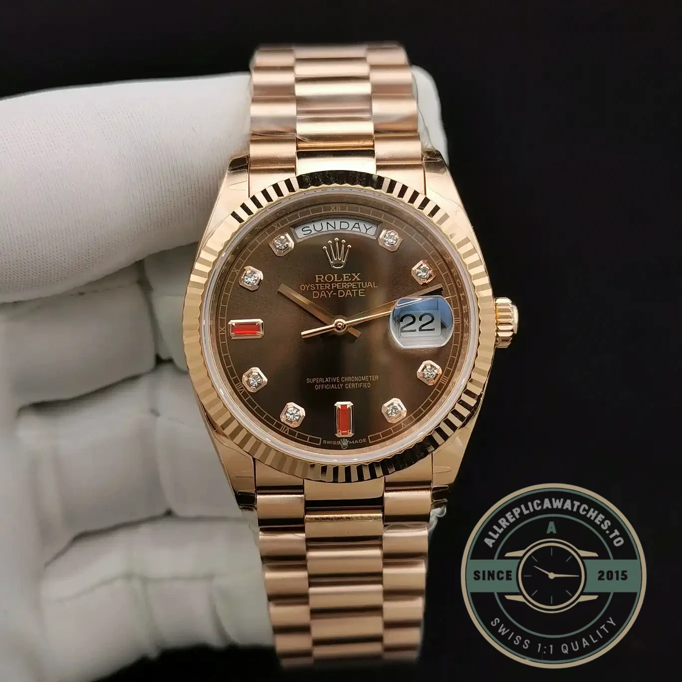 Replica Rolex Day-Date 128238 36mm Chocolate Dial - Affordable Luxury Replica Timepiece