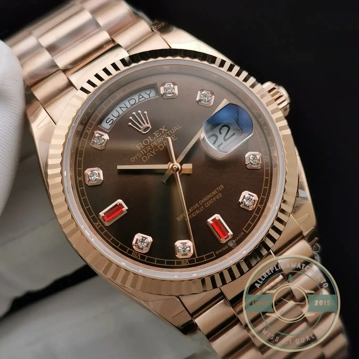 Replica Rolex Day-Date 128238 36mm Chocolate Dial - Affordable Super Clone Watch