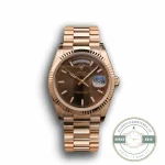 Replica Rolex Day-Date 128238 36mm Chocolate Dial Rose Gold - Affordable Super Clone Watch