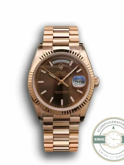 Replica Rolex Day-Date 128238 36mm Chocolate Dial Rose Gold - Affordable Super Clone Watch
