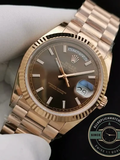 Replica Rolex Day-Date 128238 36mm Chocolate Dial Rose Gold - Affordable Super Clone Watch