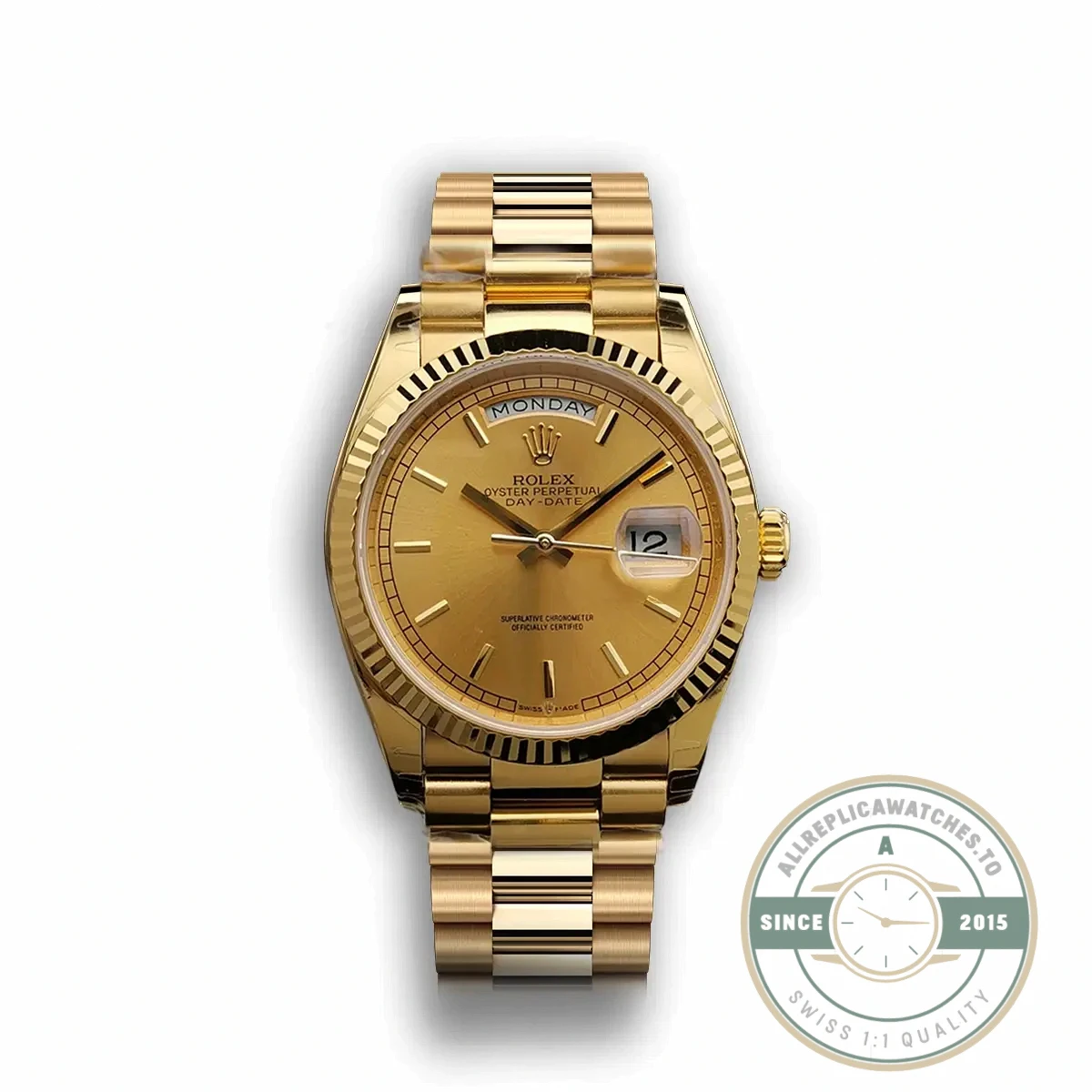 Replica Rolex Day-Date 128238 36mm Gold Dial - Premium Super Clone Watch