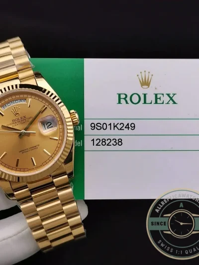 Replica Rolex Day-Date 128238 36mm Gold Dial - Top-Tier Swiss Replica Watch