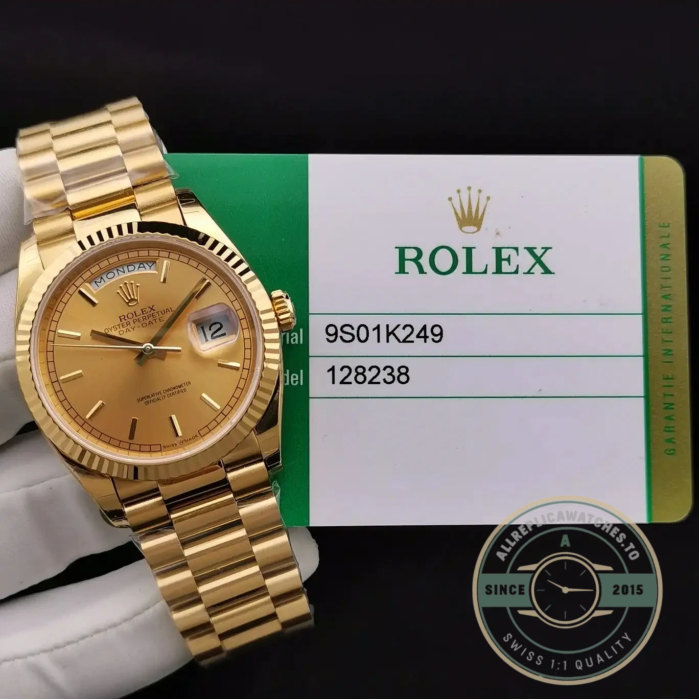 Replica Rolex Day-Date 128238 36mm Gold Dial - Top-Tier Swiss Replica Watch