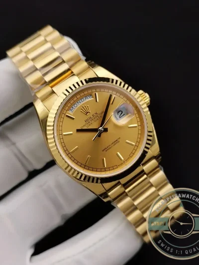 Replica Rolex Day-Date 128238 36mm Gold Dial - Swiss-Made Clone Watch