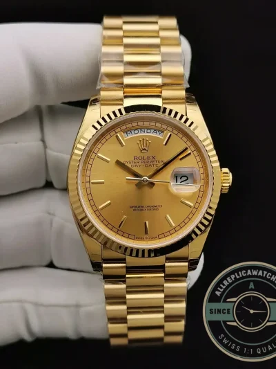 Replica Rolex Day-Date 128238 36mm Gold Dial - Swiss-Made Clone Watch
