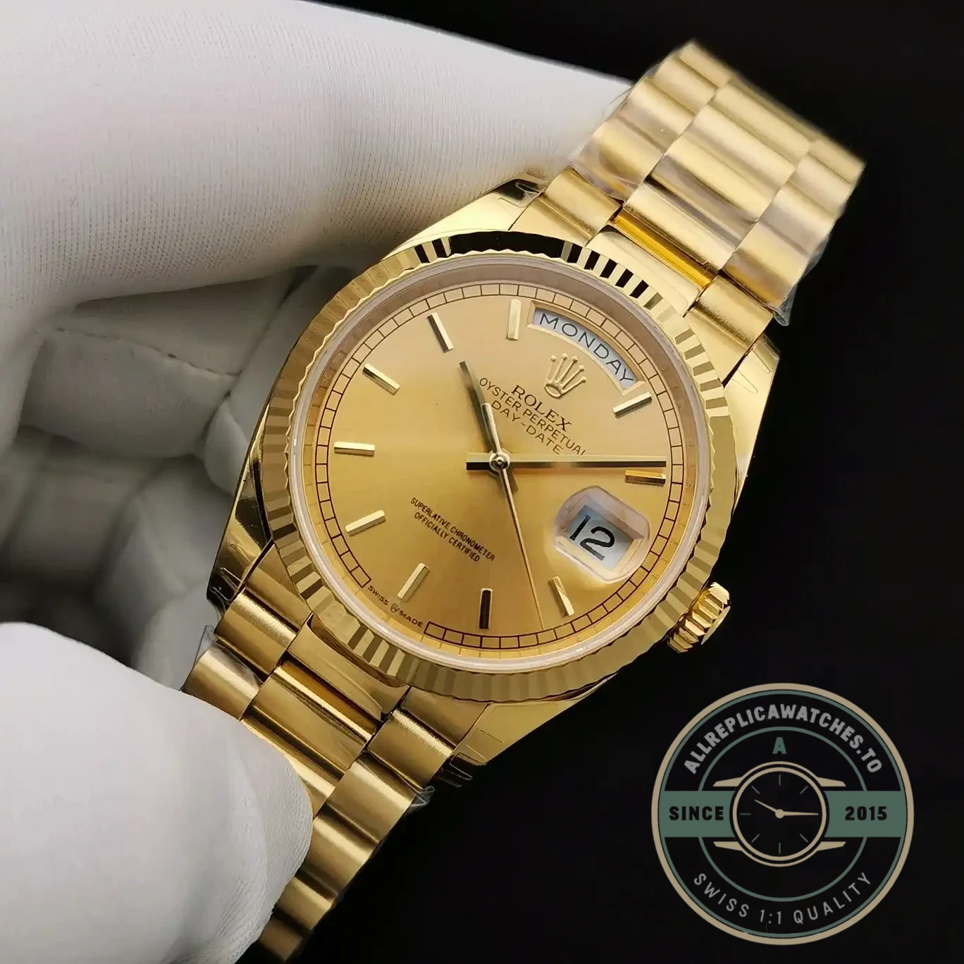Replica Rolex Day-Date 128238 36mm Gold Dial - Budget Luxury Replica Watch