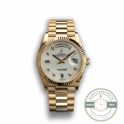 Replica Rolex Day-Date 128238 36mm Mother of Pearl Diamonds Dial - Affordable Super Clone Watch