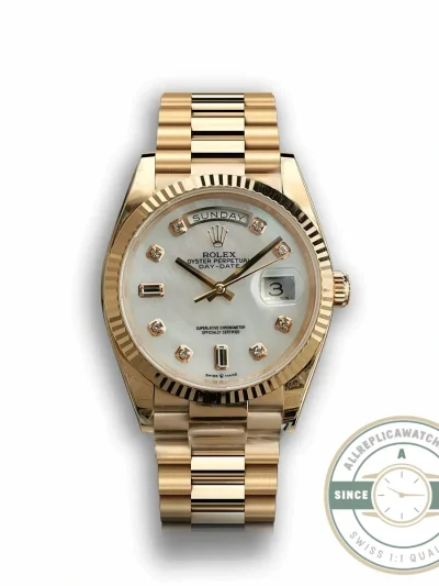 Replica Rolex Day-Date 128238 36mm Mother of Pearl Diamonds Dial - Affordable Super Clone Watch