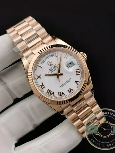 Replica Rolex Day-Date 128238 36mm White Roman Dial - Affordable Luxury Replica Timepiece