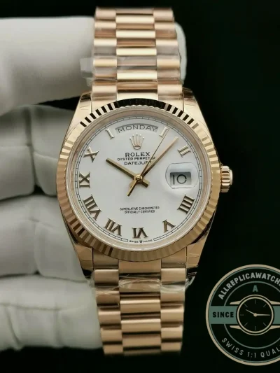 Replica Rolex Day-Date 128238 36mm White Roman Dial - Top-Tier Swiss Replica Watch
