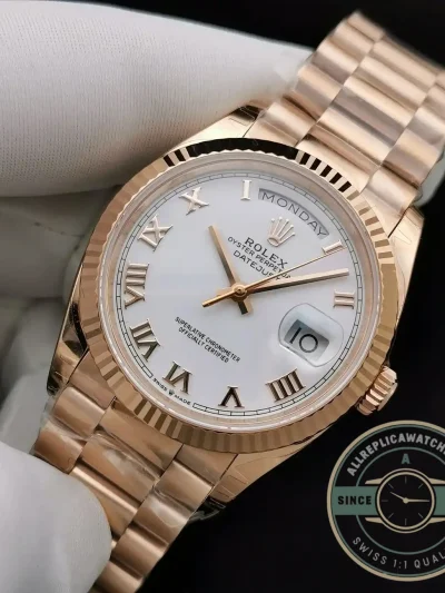 Replica Rolex Day-Date 128238 36mm White Roman Dial - Swiss-Made Clone Watch