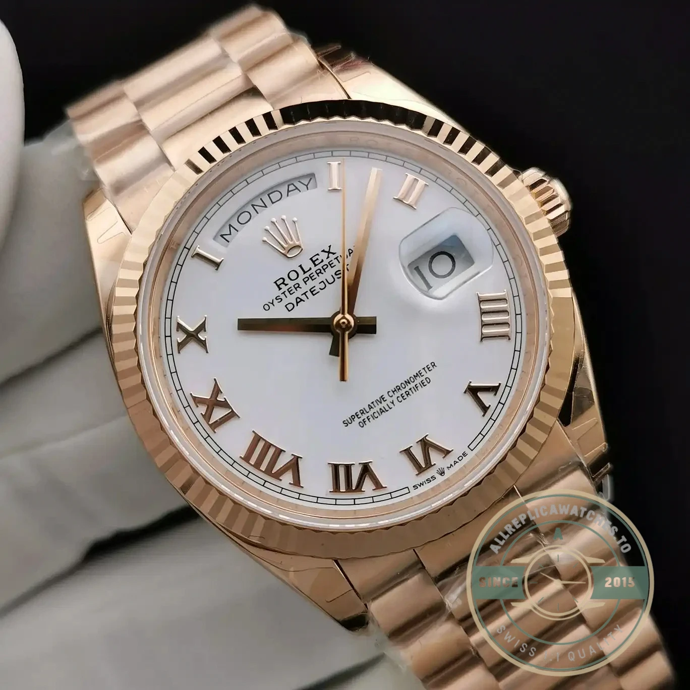 Replica Rolex Day-Date 128238 36mm White Roman Dial - Best Quality Replica Watch
