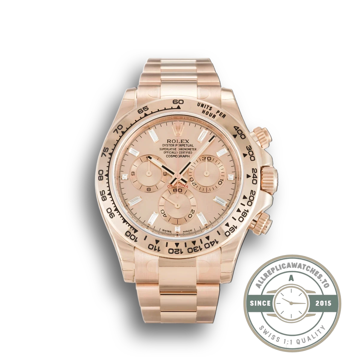 Replica Rolex Daytona 40mm Dial Rose Diamond Baguette 116505 - 1:1 Swiss Replica Watch