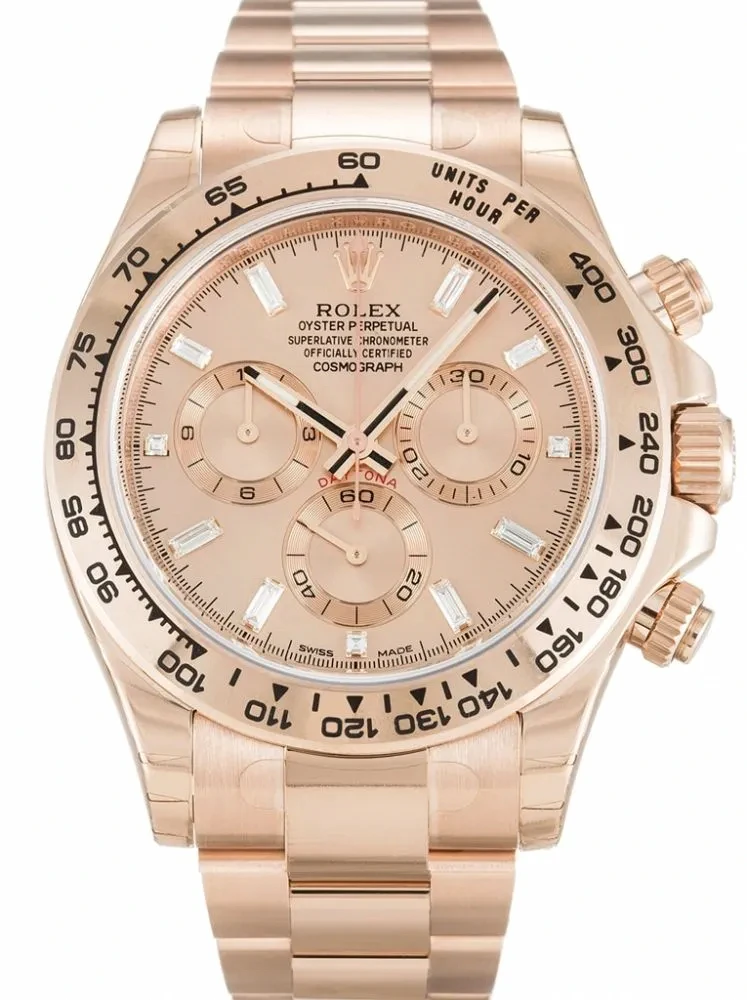 Replica Rolex Daytona 40mm Dial Rose Diamond Baguette 116505 - Factory Super Clone Watch