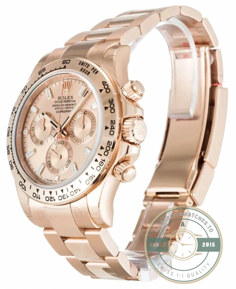 Replica Rolex Daytona 40mm Dial Rose Diamond Baguette 116505 - Factory Super Clone Watch