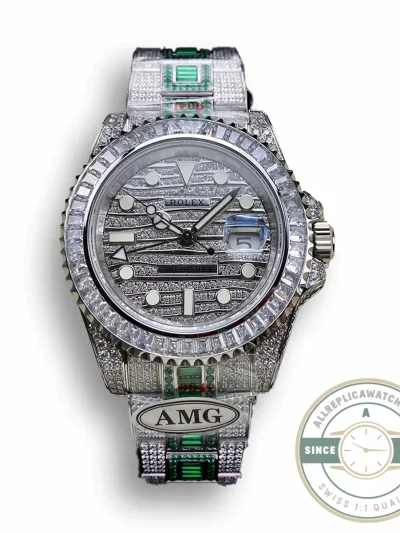 Replica Rolex GMT-Master II 116769TBR 40mm Green Diamonds Bracelet - 1:1 Swiss Replica Watch