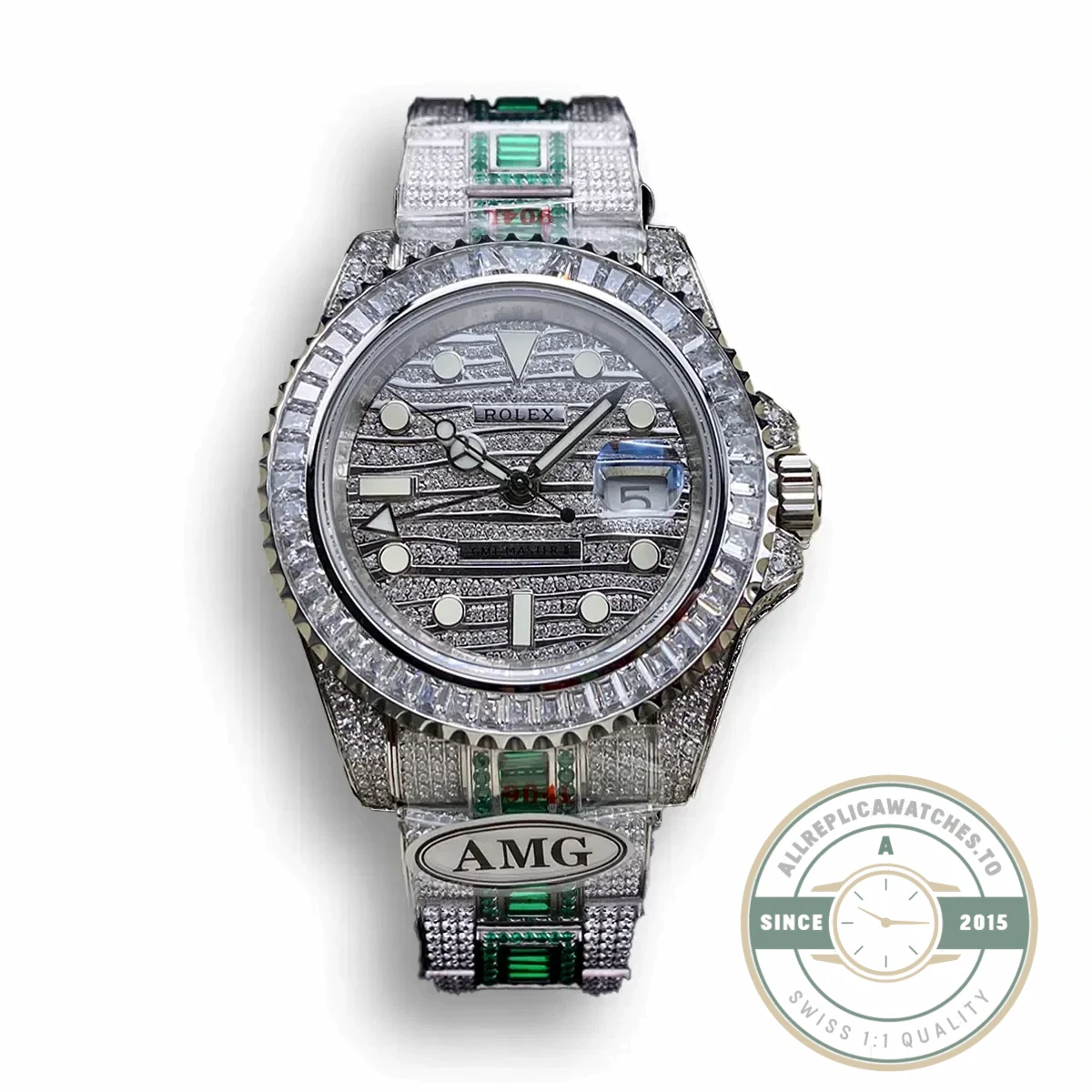Replica Rolex GMT-Master II 116769TBR 40mm Green Diamonds Bracelet - 1:1 Swiss Replica Watch