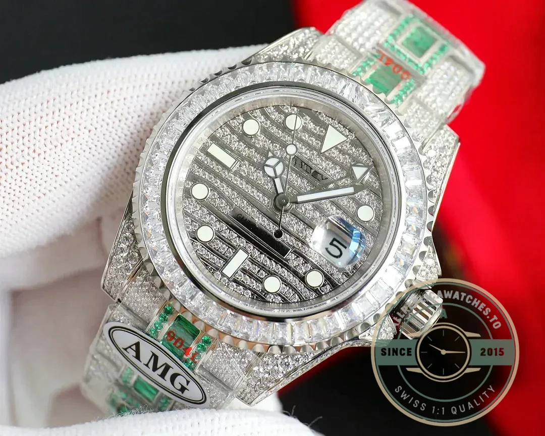Replica Rolex GMT-Master II 116769TBR 40mm Green Diamonds Bracelet - Premium Super Clone Watch