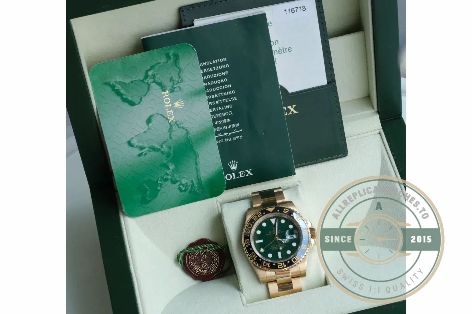Replica Rolex GMT-Master II 40mm Dial Green 116718GSO - Premium Super Clone Watch