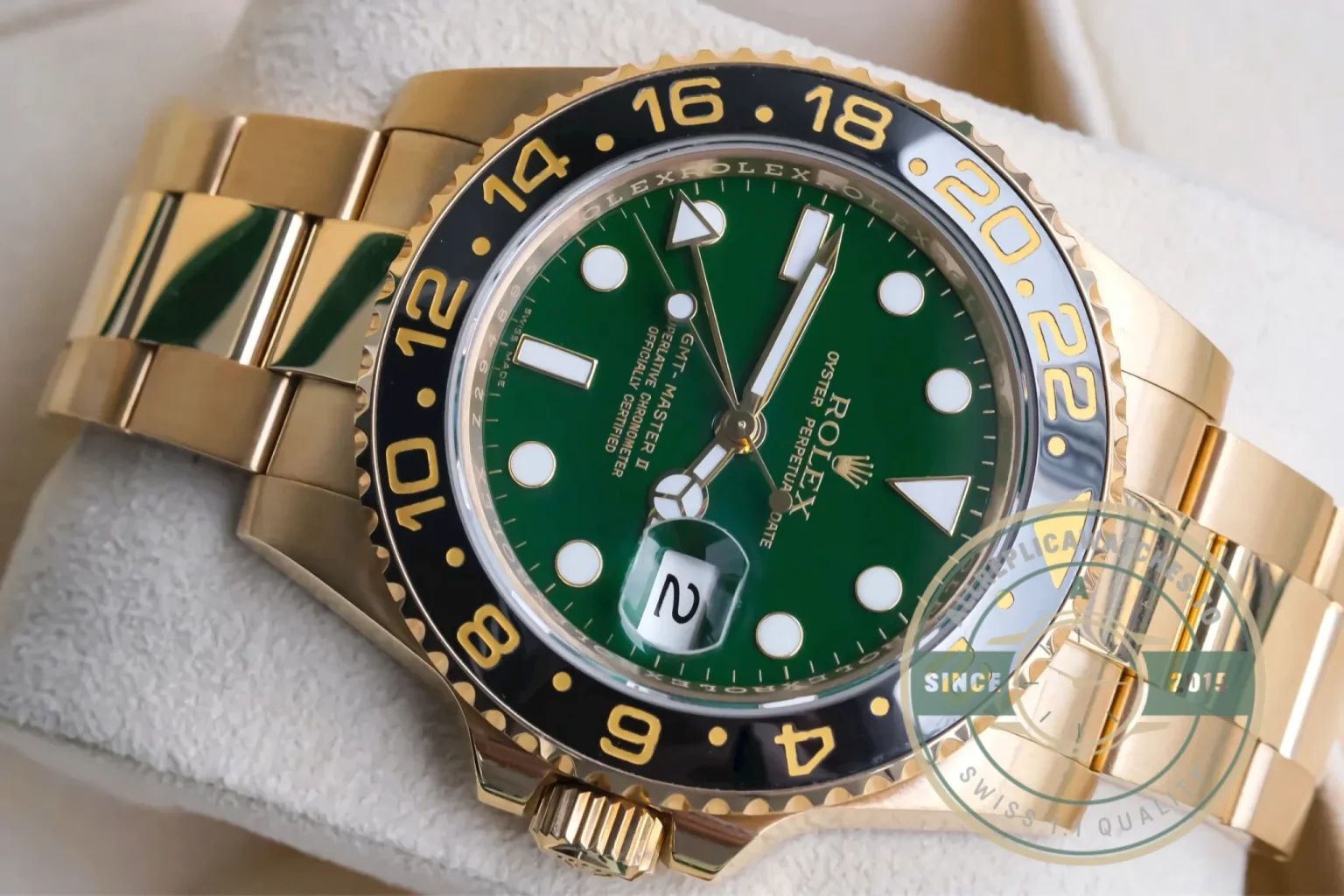 Replica Rolex GMT-Master II 40mm Dial Green 116718GSO - Affordable Luxury Replica Timepiece
