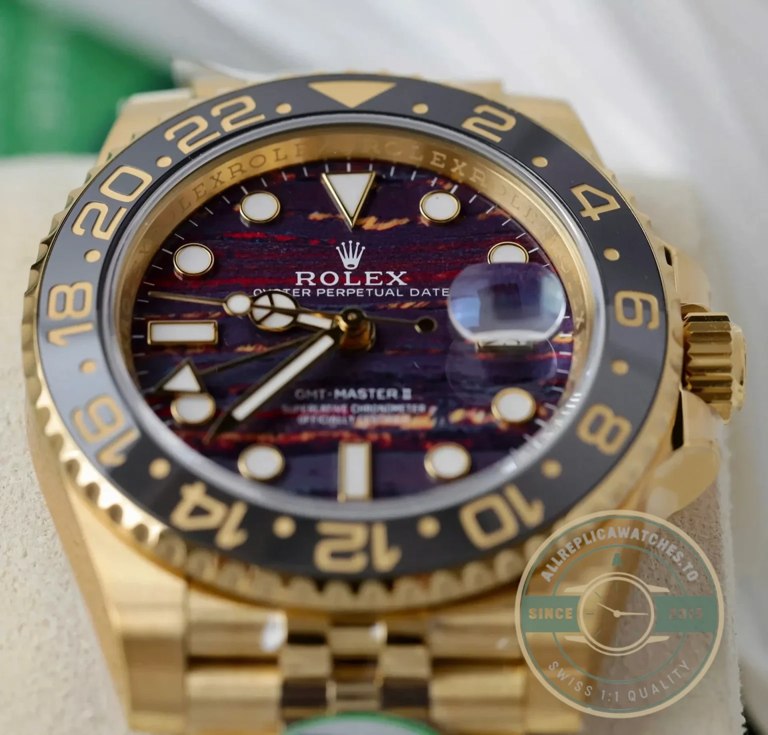 Replica Rolex GMT-Master II Tiger Iron Dial 40mm 126718GRNR - Affordable Luxury Replica Timepiece