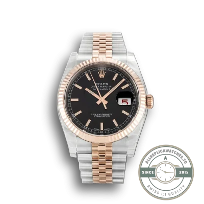 Replica Rolex Lady-Datejust 179171 36mm Rose Gold Black Dial - Best Quality Replica Watch