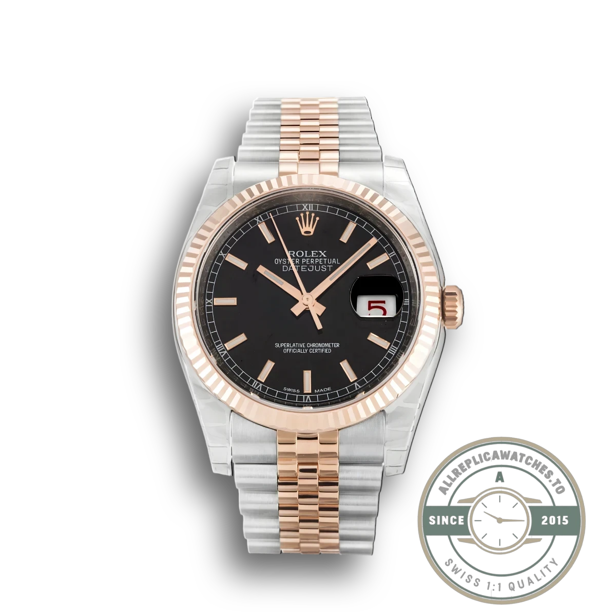 Replica Rolex Lady-Datejust 179171 36mm Rose Gold Black Dial - Best Quality Replica Watch
