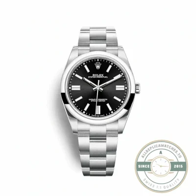 Replica Rolex Oyster Perpetual Lady 34mm Dial Black 124200 - Swiss-Made Clone Watch
