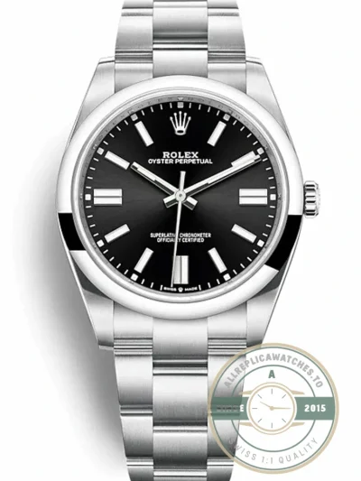 Replica Rolex Oyster Perpetual Lady 34mm Dial Black 124200 - Factory Super Clone Watch