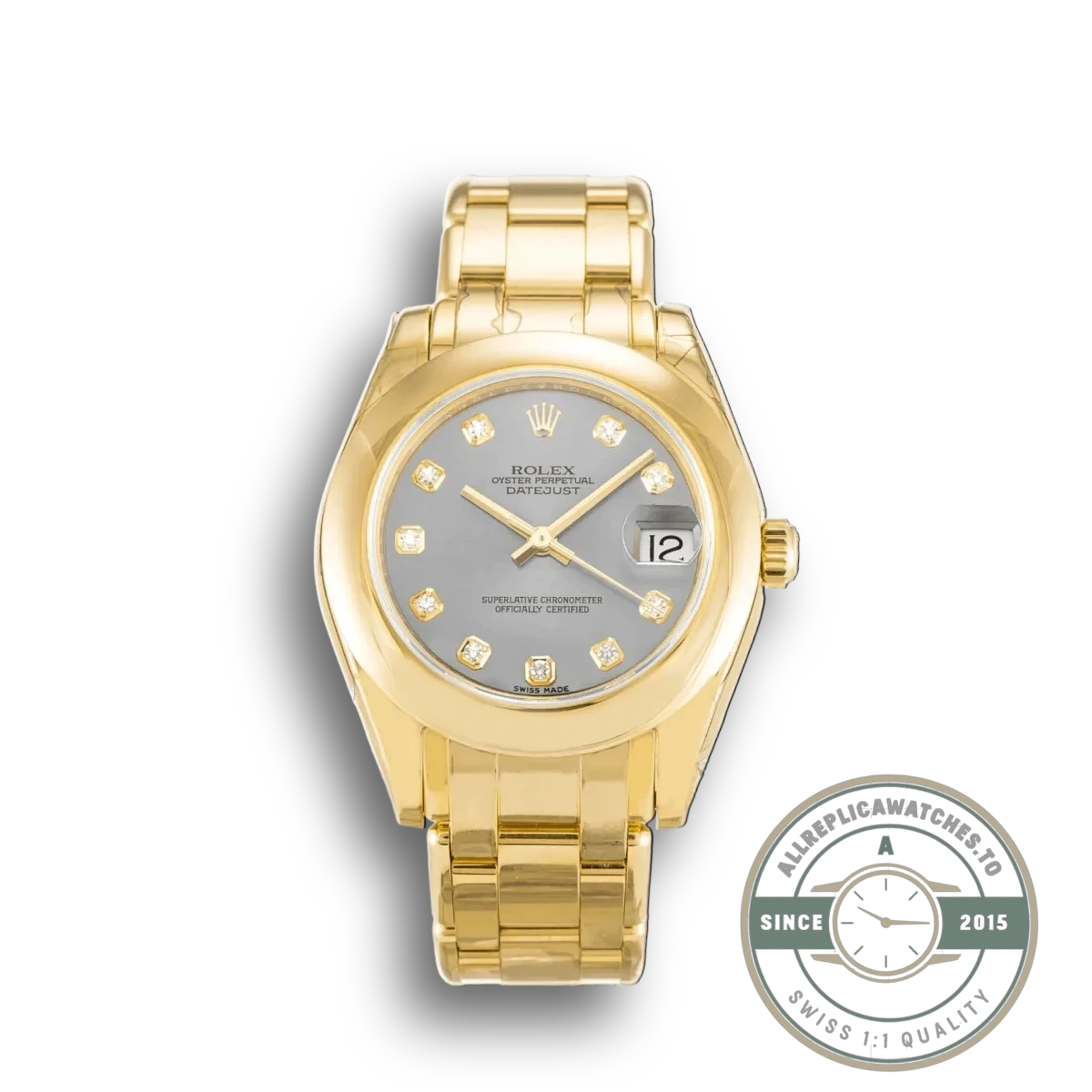 Replica Rolex Pearlmaster 31mm Dial Silver 81208 - Swiss Movement Replica Watch
