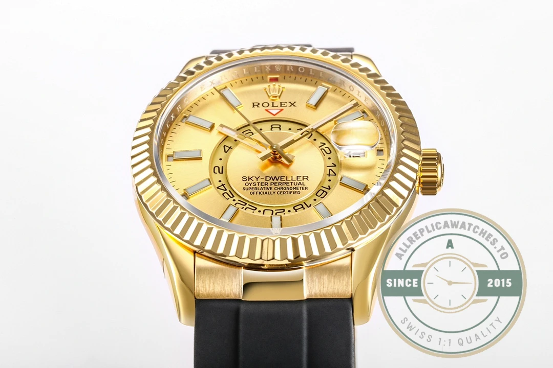 Replica Rolex Sky-Dweller 326238 42mm Champagne Dial - Swiss Movement Replica Watch
