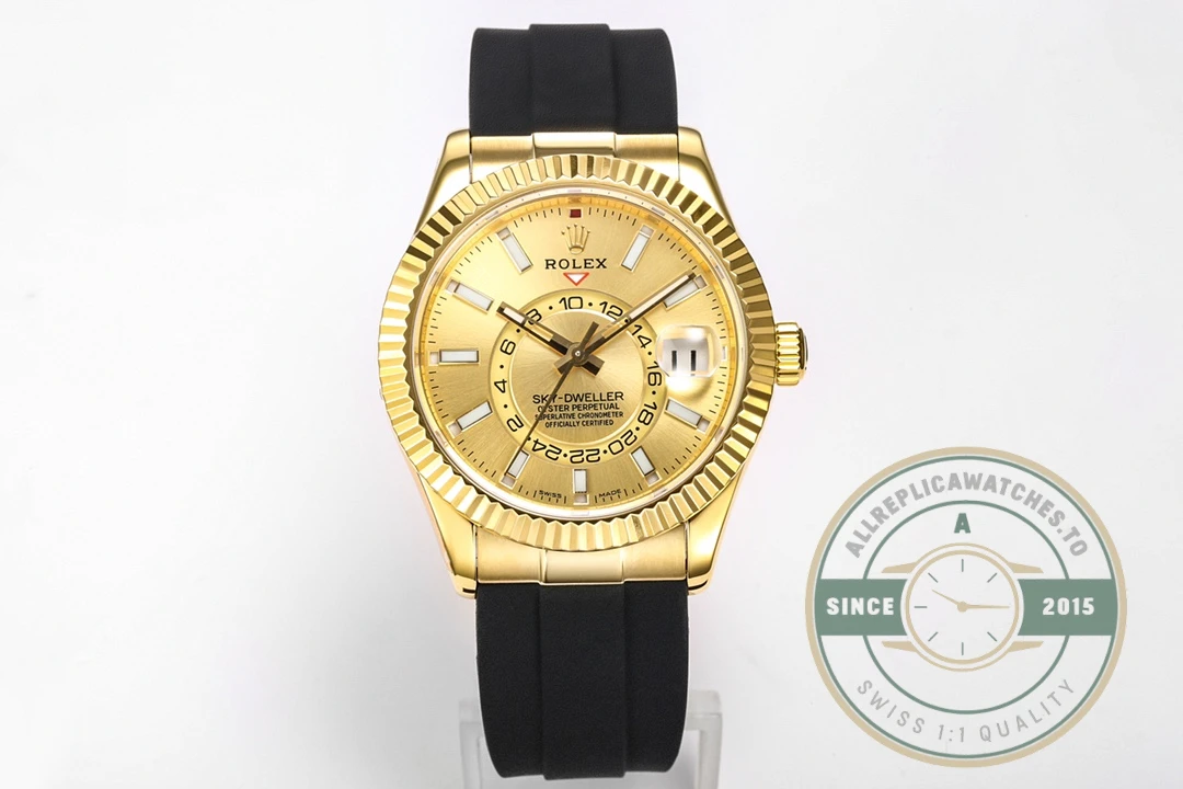 Replica Rolex Sky-Dweller 326238 42mm Champagne Dial - Swiss Movement Replica Watch