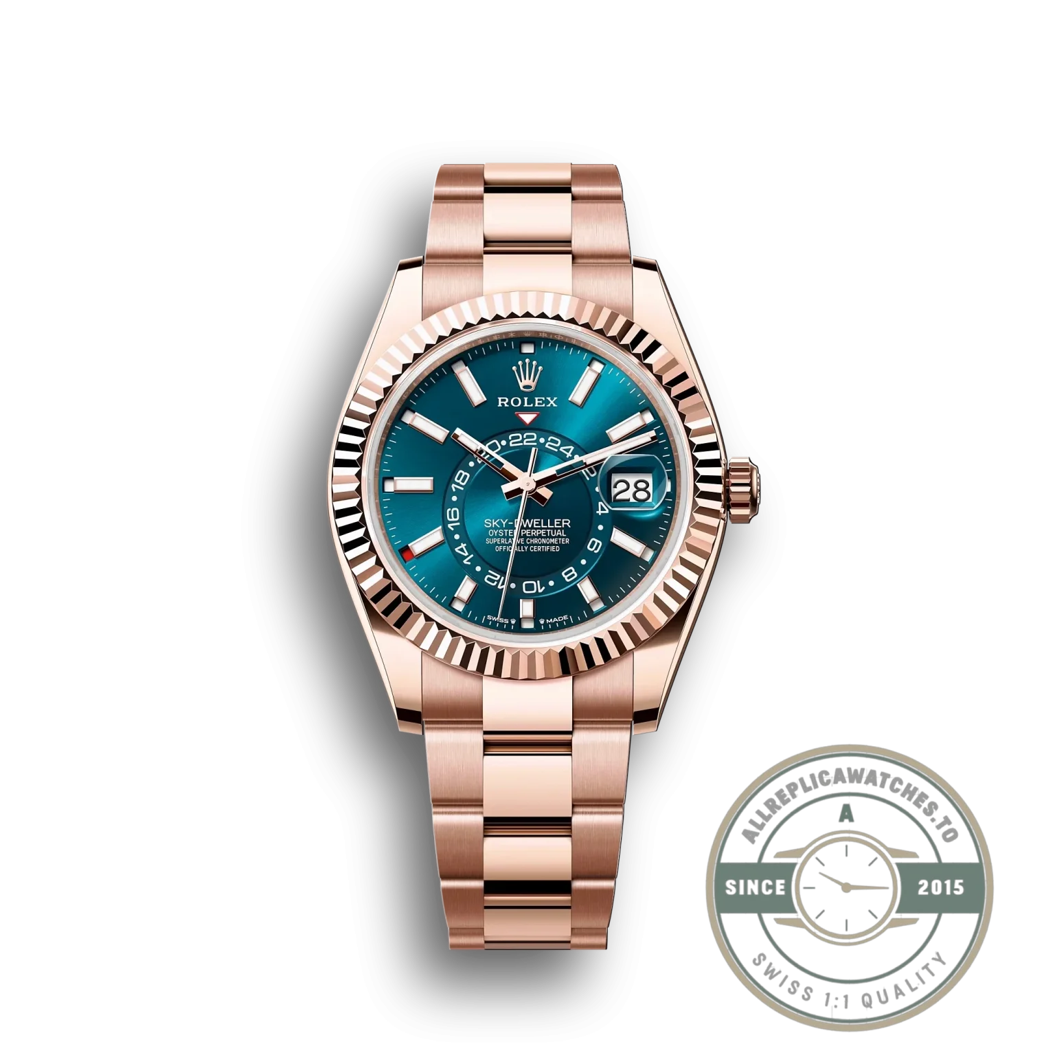 Replica Rolex Sky-Dweller 326935 42mm Blue-Green Dial - Factory Super Clone Watch