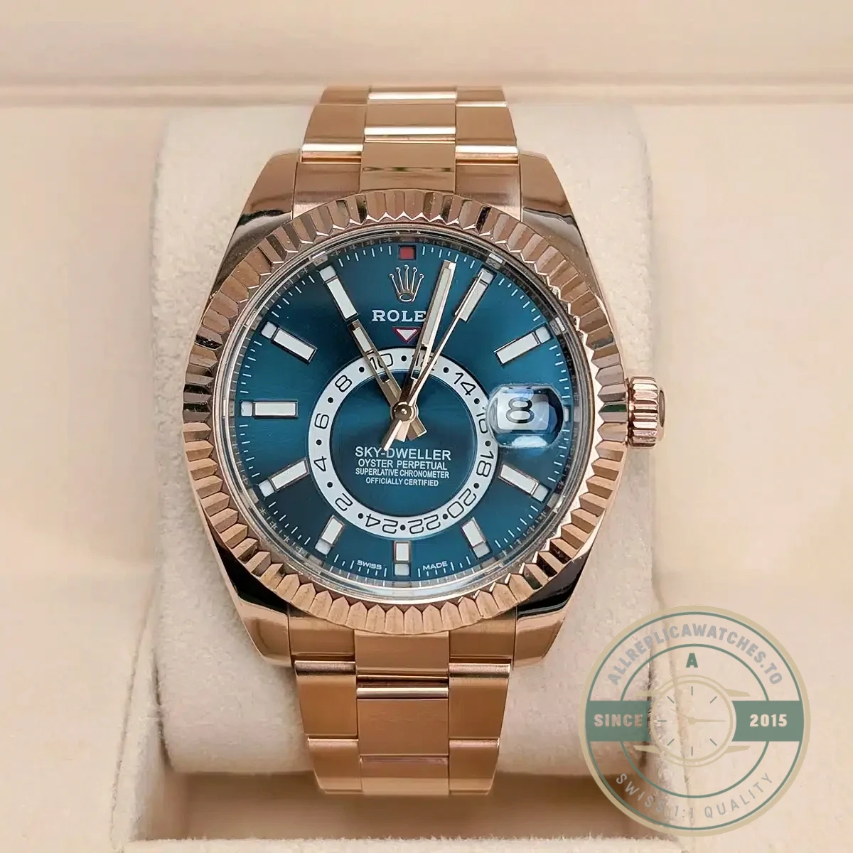 Replica Rolex Sky-Dweller 326935 42mm Blue-Green Dial - Budget Luxury Replica Watch
