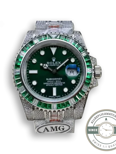 Replica Rolex Submariner Iced Out 116610LV-2 41mm Green Dial - Swiss-Made Clone Watch