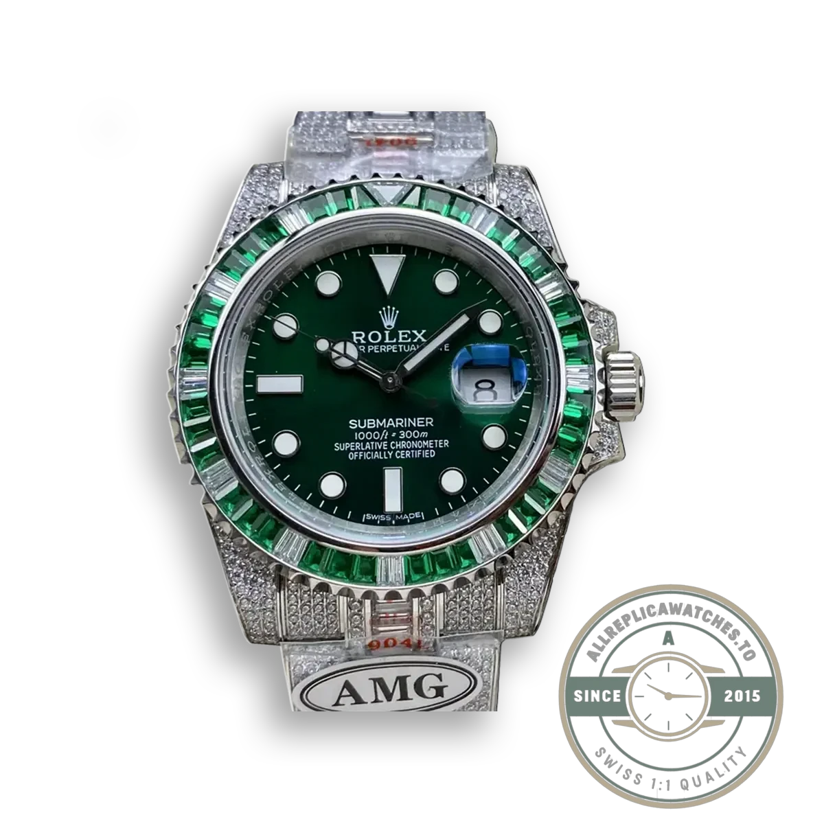 Replica Rolex Submariner Iced Out 116610LV-2 41mm Green Dial - Swiss-Made Clone Watch