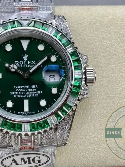 Replica Rolex Submariner Iced Out 116610LV-2 41mm Green Dial - Best Quality Replica Watch