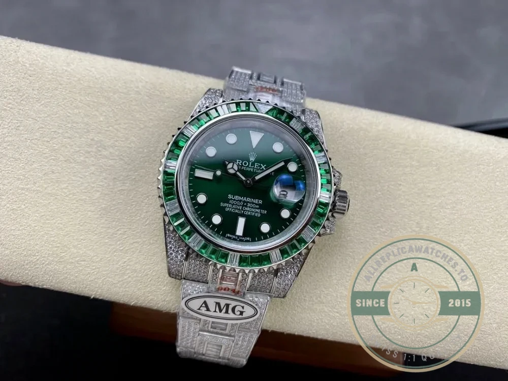 Replica Rolex Submariner Iced Out 116610LV-2 41mm Green Dial - Affordable Luxury Replica Timepiece