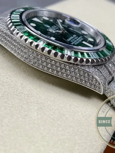 Replica Rolex Submariner Iced Out 116610LV-2 41mm Green Dial - Factory Super Clone Watch
