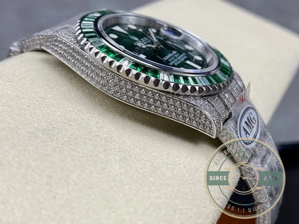 Replica Rolex Submariner Iced Out 116610LV-2 41mm Green Dial - Factory Super Clone Watch