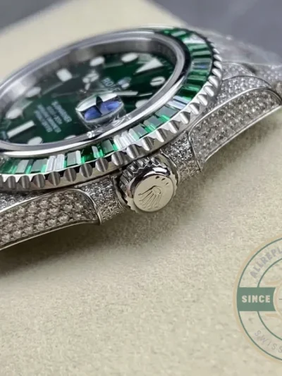 Replica Rolex Submariner Iced Out 116610LV-2 41mm Green Dial - Budget Luxury Replica Watch