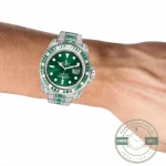 Replica Rolex Submariner Iced Out 116610LV 40mm Green Diamond Bezel - Swiss Movement Replica Watch