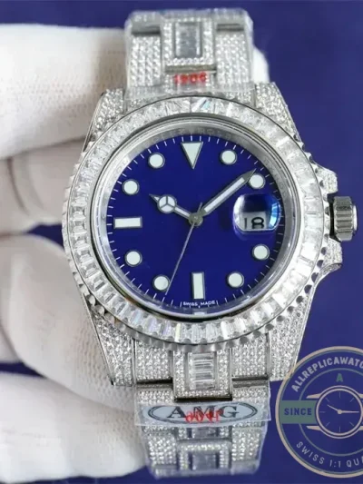 Replica Rolex Submariner Iced Out 116619LB Blue Dial 40mm - Luxury Replica Watch