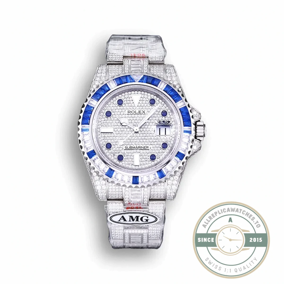 Replica Rolex Submariner Iced Out 116619LB Diamond Dial - Premium Super Clone Watch