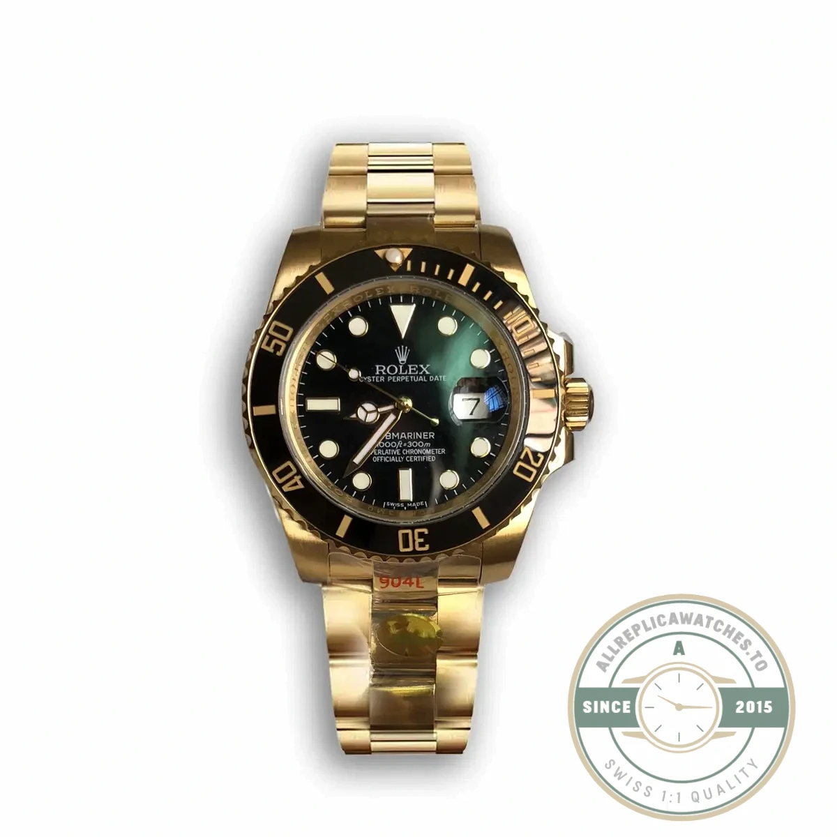 Rolex Submariner 116610 Gold Green Dial replica – front view