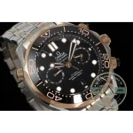 Sedna gold crown and pushers set against the steel case of this Diver 300M super clone